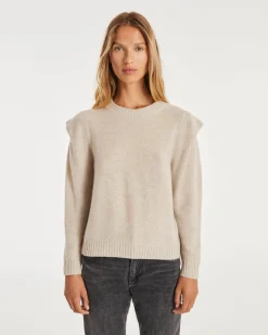 Pull Cachemire Avec Epaulette Col Rond