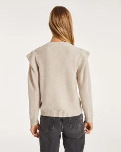 Pull Cachemire Avec Epaulette Col Rond