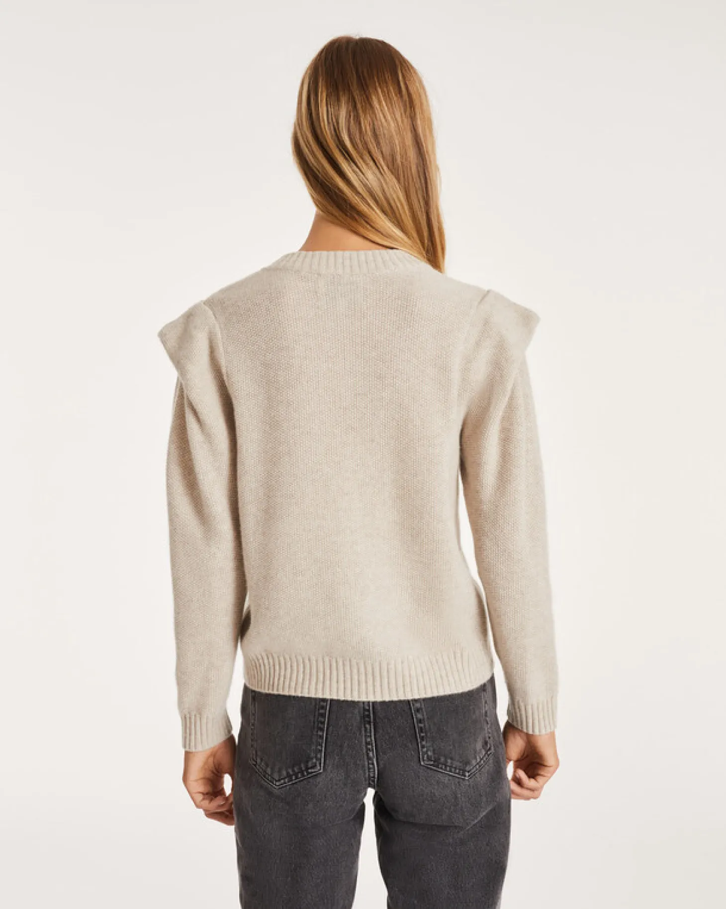 Pull Cachemire Avec Epaulette Col Rond