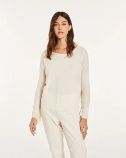 Pull Cachemire Col Bateau A Franges