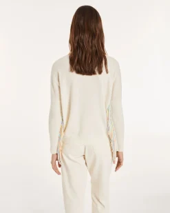 Pull Cachemire Col Bateau A Franges