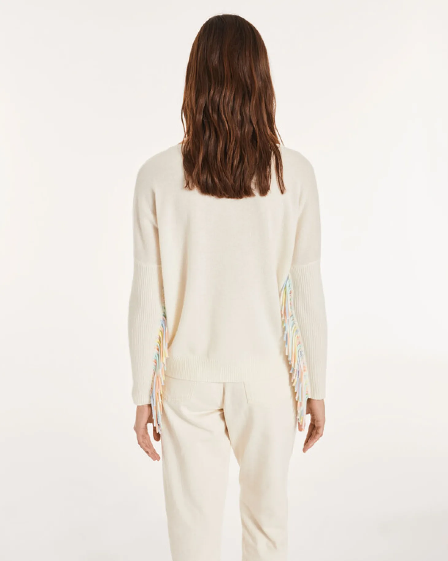 Pull Cachemire Col Bateau A Franges