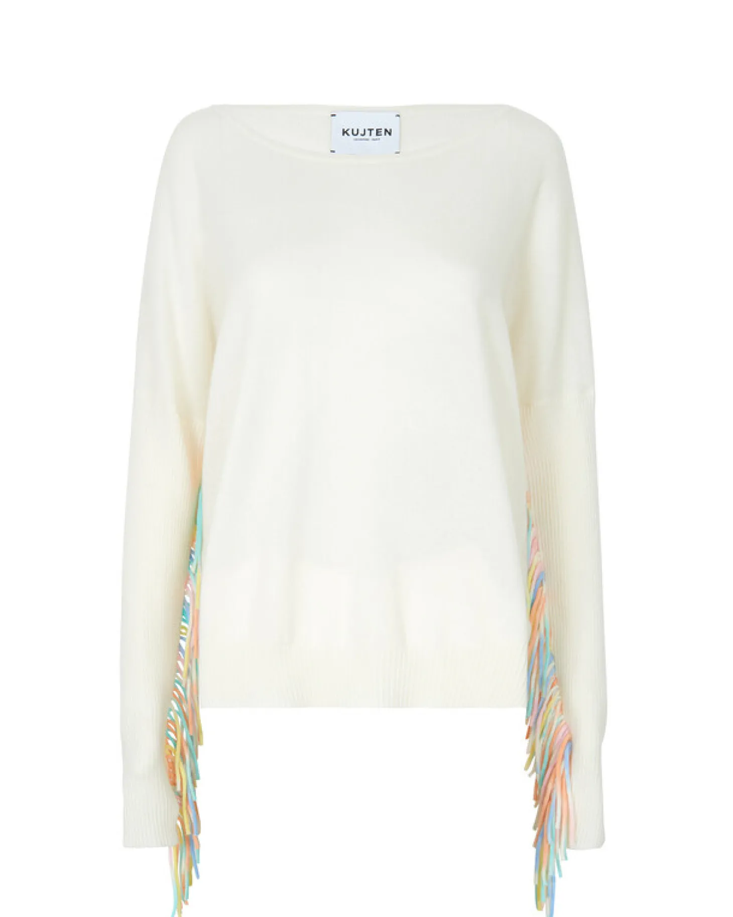 Pull Cachemire Col Bateau A Franges