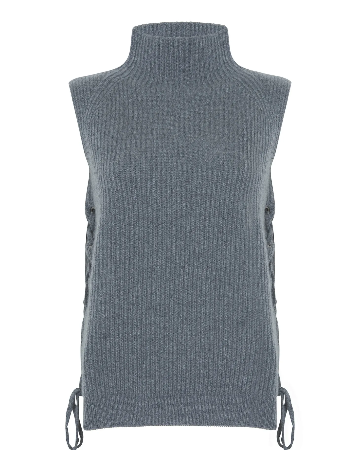 Pull Cachemire Col Cheminee Sans Manches, 6 Fils
