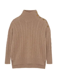 Pull Cachemire Col Cheminee Boutons, 4 Fils