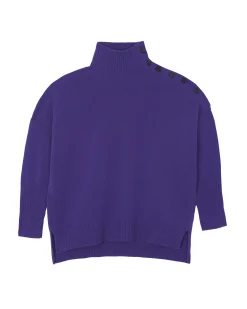 Pull Cachemire Col Chemine Boutons Dores, 4 Fils