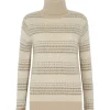Pull Cachemire Col Cheminee Jacquard, 4 Fils