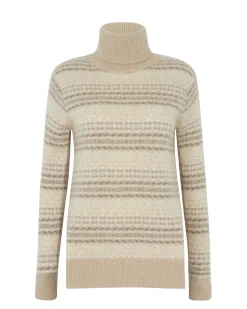 Pull Cachemire Col Cheminee Jacquard, 4 Fils