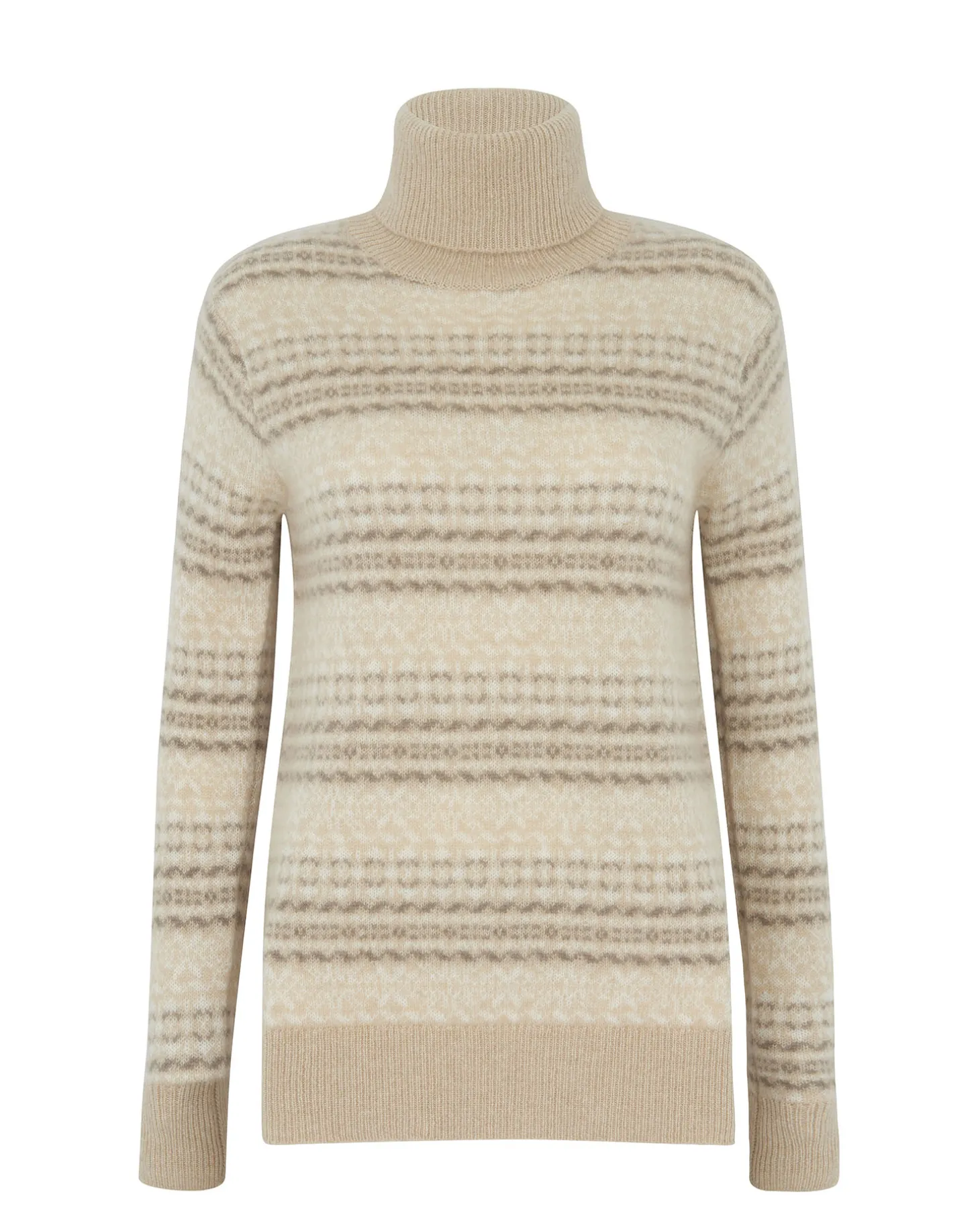 Pull Cachemire Col Cheminee Jacquard, 4 Fils