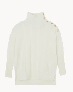 Pull Cachemire Col Cheminee Boutons, 4 Fils