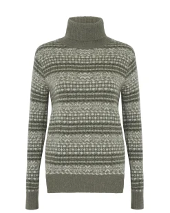 Pull Cachemire Col Cheminee Jacquard, 4 Fils
