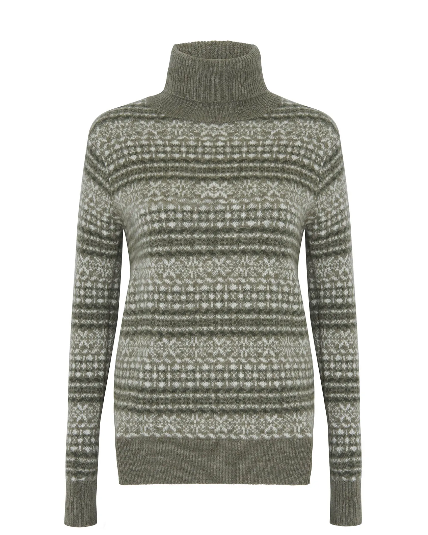 Pull Cachemire Col Cheminee Jacquard, 4 Fils