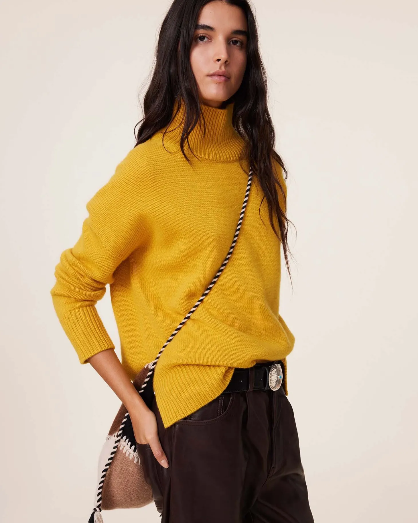 Pull Cachemire Col Cheminee Oversize, 8 Fils