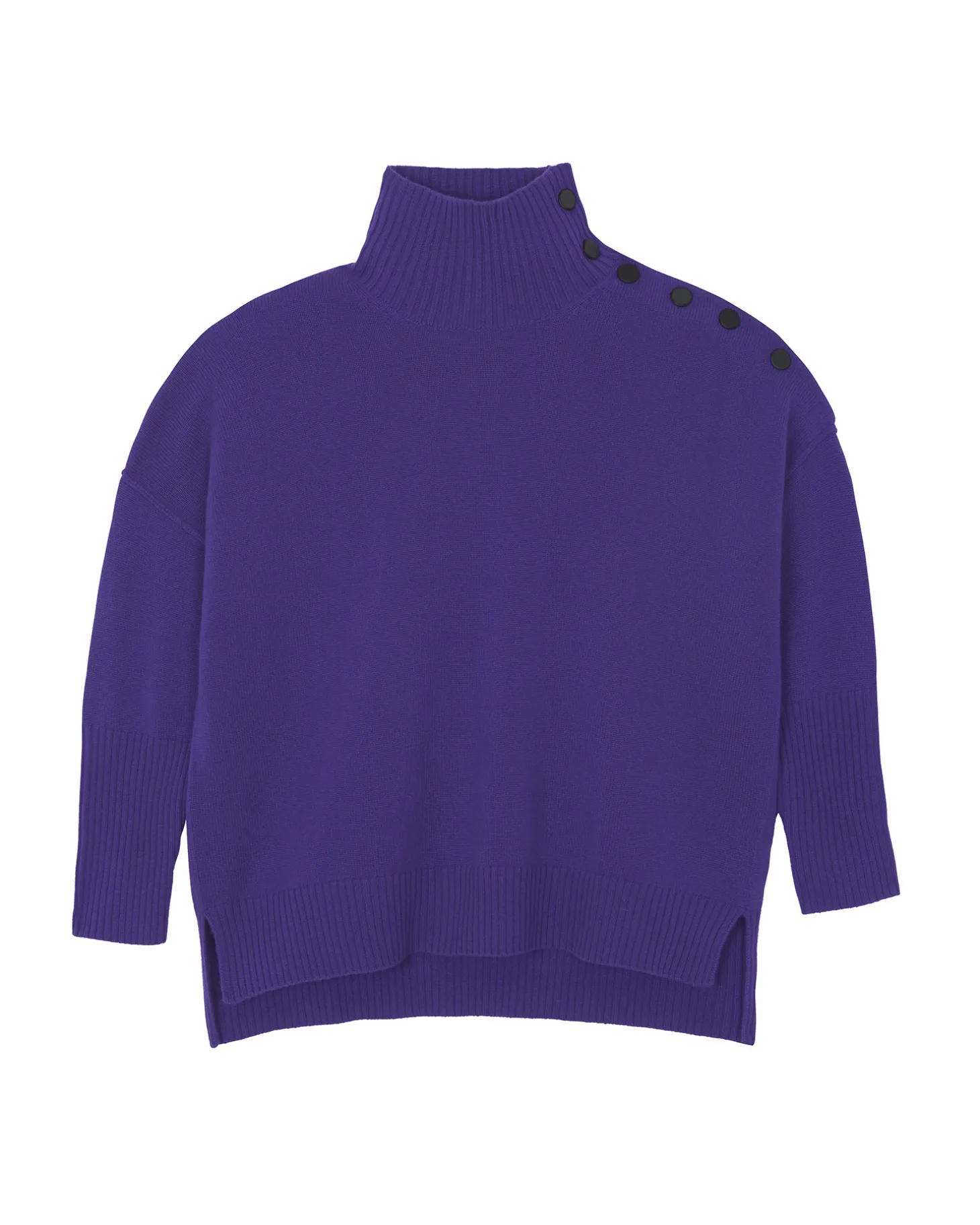 Pull Cachemire Col Chemine Boutons Dores, 4 Fils