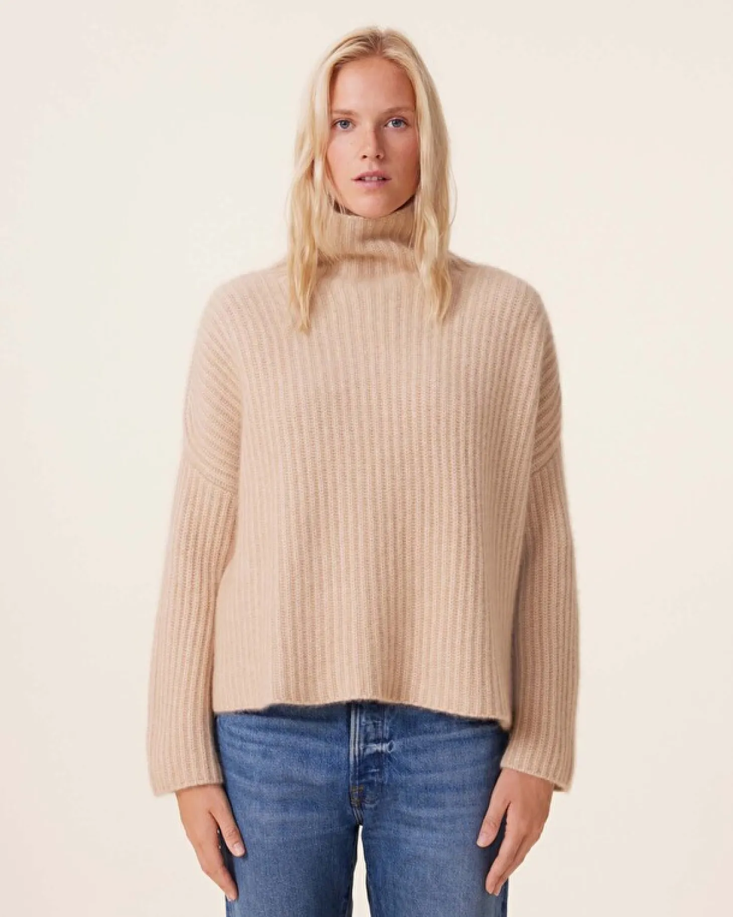 Pull Cachemire Col Cheminee Oversize, 10 Fils