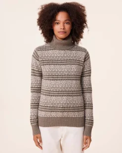 Pull Cachemire Col Cheminee Jacquard, 4 Fils