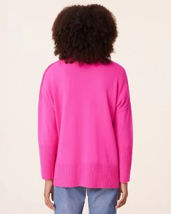 Pull Cachemire Col Chemine Boutons Dores, 4 Fils