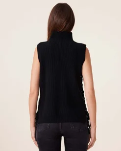 Pull Cachemire Col Cheminee Sans Manches, 6 Fils