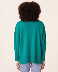 Pull Cachemire Col Chemine Boutons Dores, 4 Fils