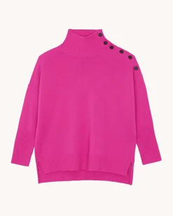 Pull Cachemire Col Chemine Boutons Dores, 4 Fils