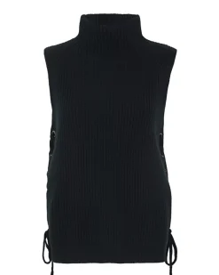 Pull Cachemire Col Cheminee Sans Manches, 6 Fils