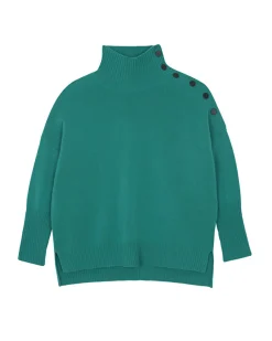 Pull Cachemire Col Chemine Boutons Dores, 4 Fils