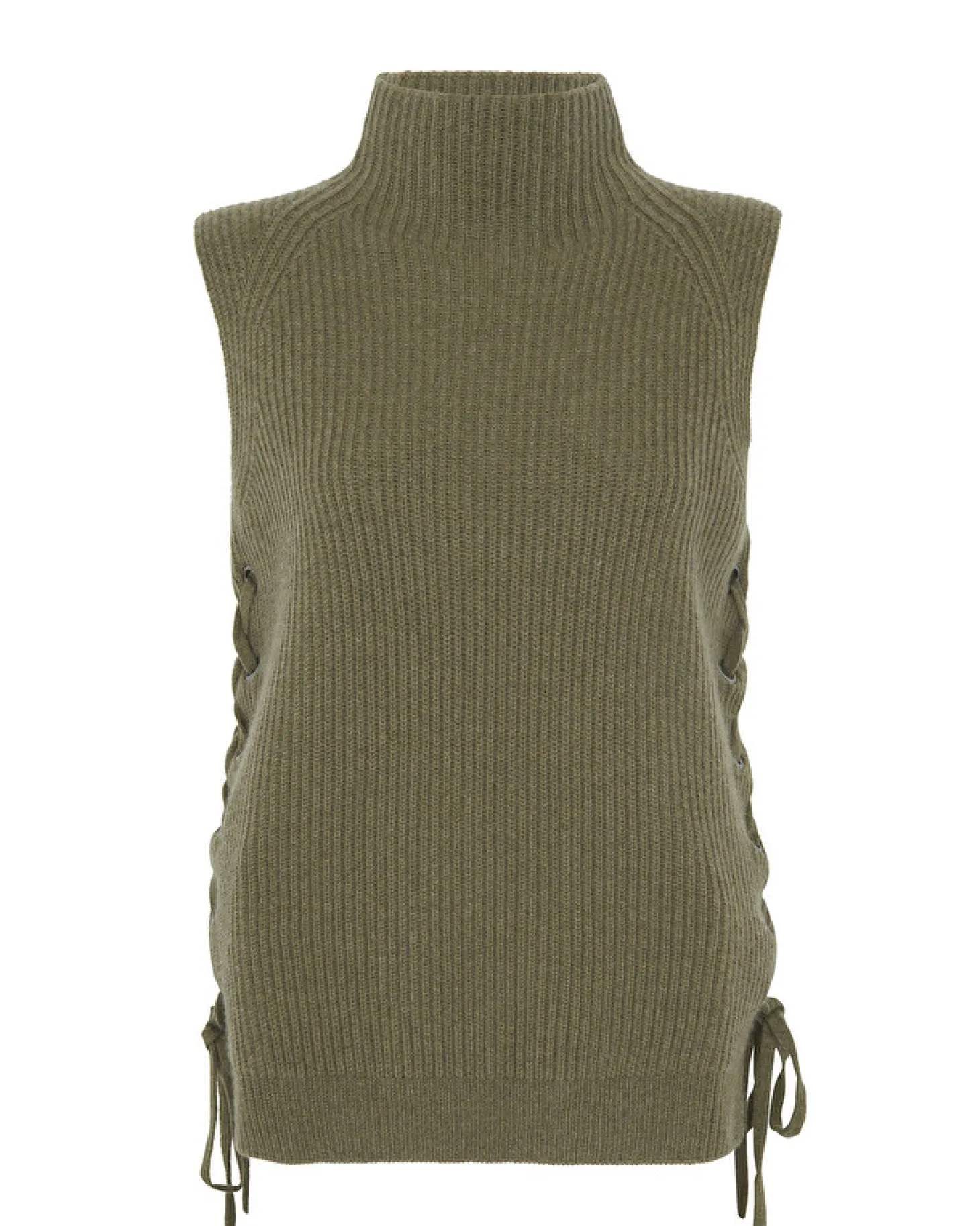 Pull Cachemire Col Cheminee Sans Manches, 6 Fils
