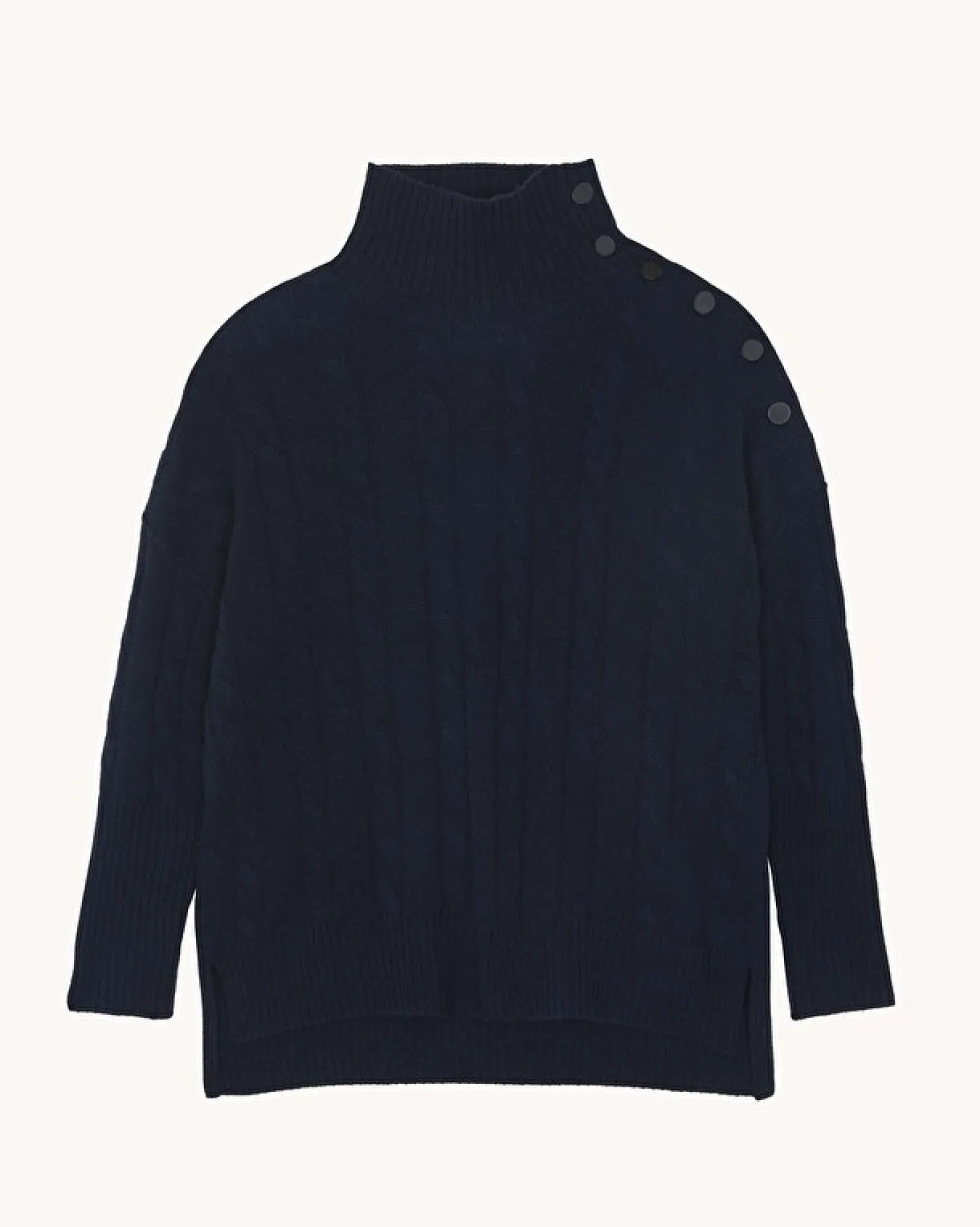Pull Cachemire Col Cheminee Boutons, 4 Fils