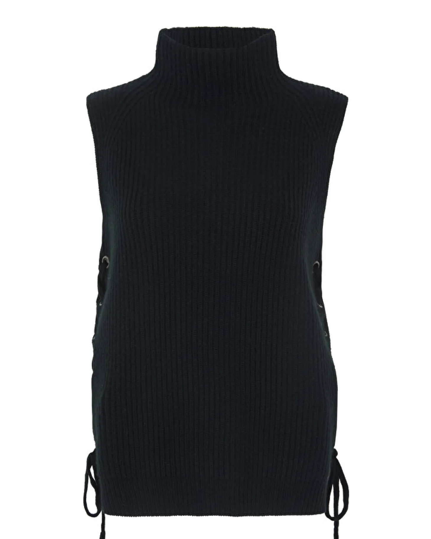 Pull Cachemire Col Cheminee Sans Manches, 6 Fils