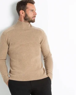 Pull Cachemire Col Montant Homme Uni
