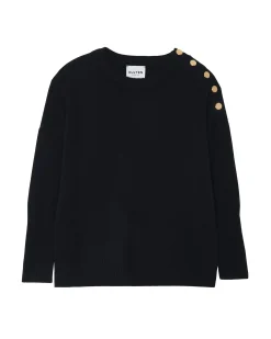 Pull Cachemire Col Rond A Boutons Femme