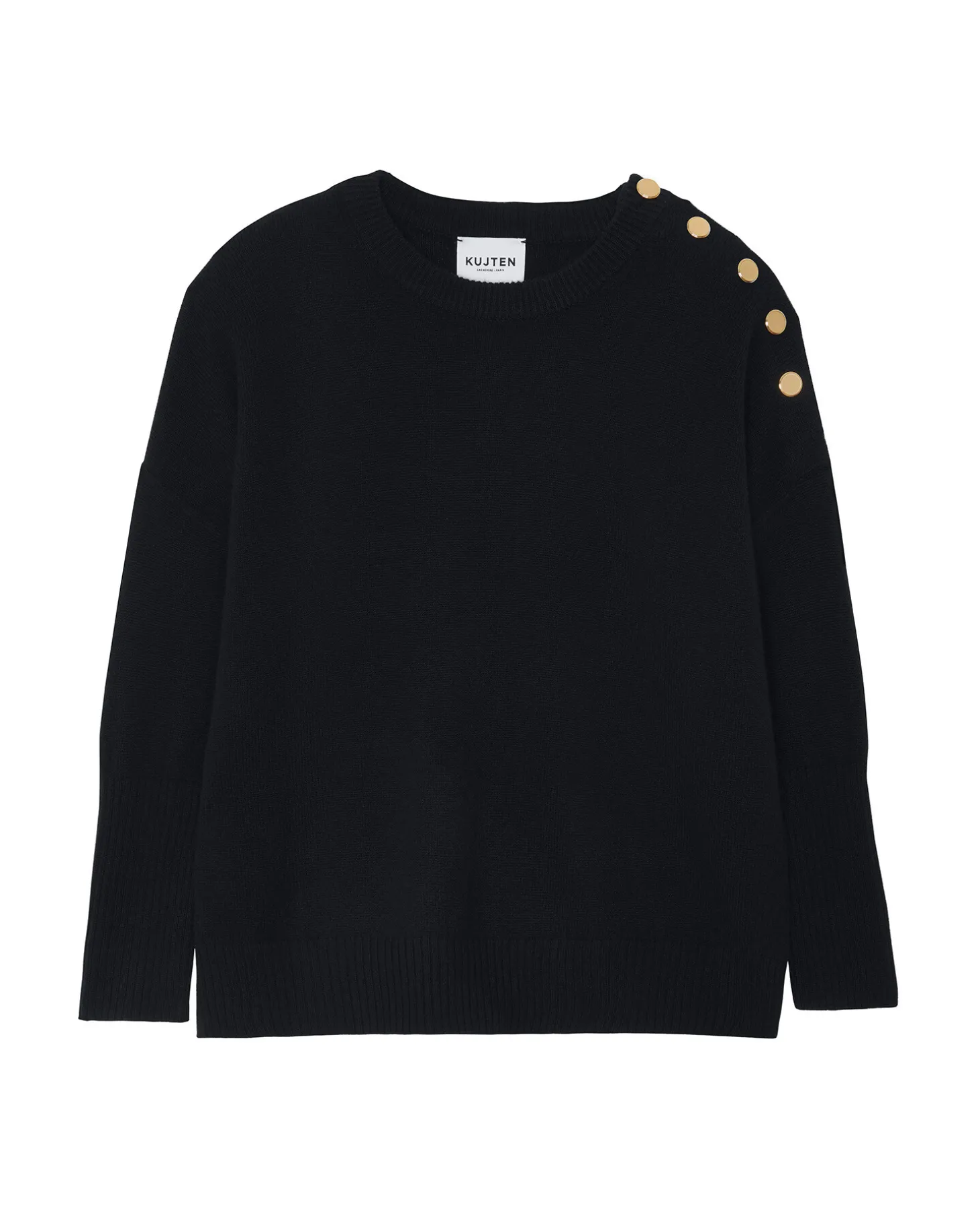 Pull Cachemire Col Rond A Boutons Femme