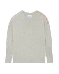 Pull Cachemire Col Rond A Boutons Femme