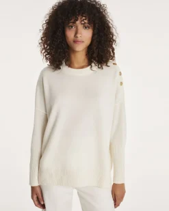 Pull Cachemire Col Rond A Boutons Femme