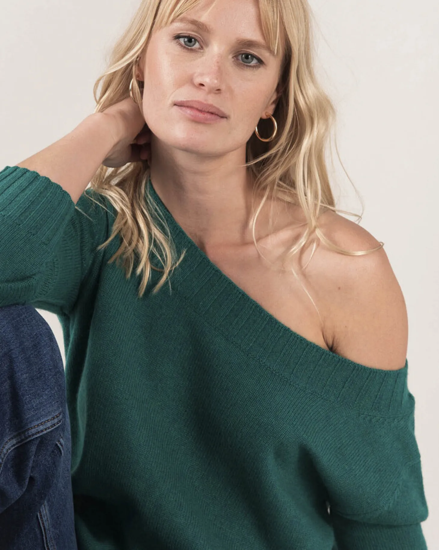 Pull Cachemire Col Rond Asymetrique