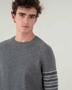 Pull Cachemire Col Rond Avec Bandes
