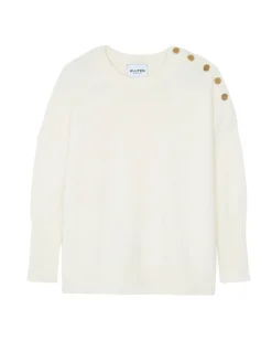 Pull Cachemire Col Rond A Boutons Femme