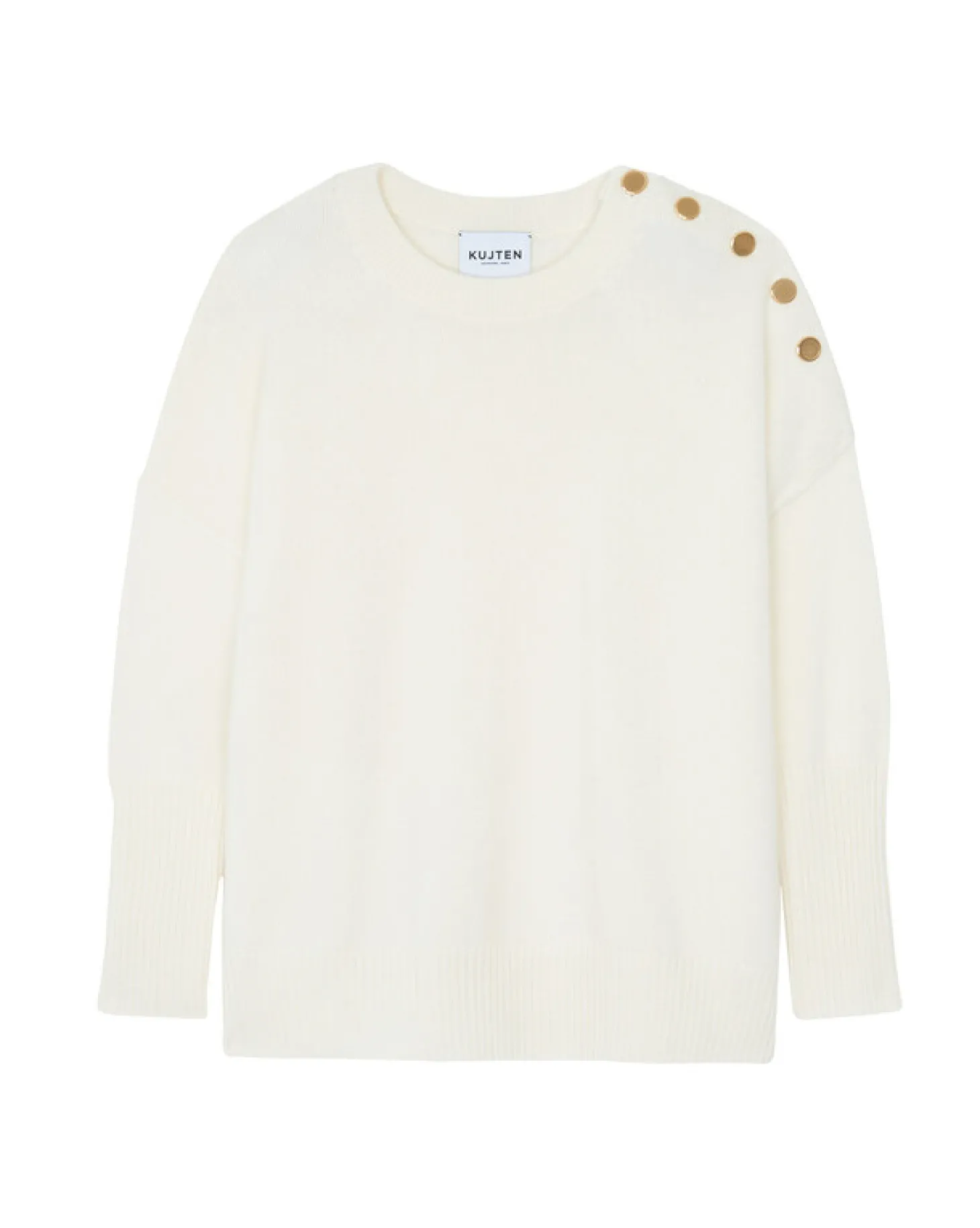 Pull Cachemire Col Rond A Boutons Femme