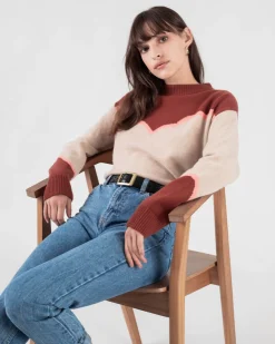 Pull Cachemire Col Rond Bicolore