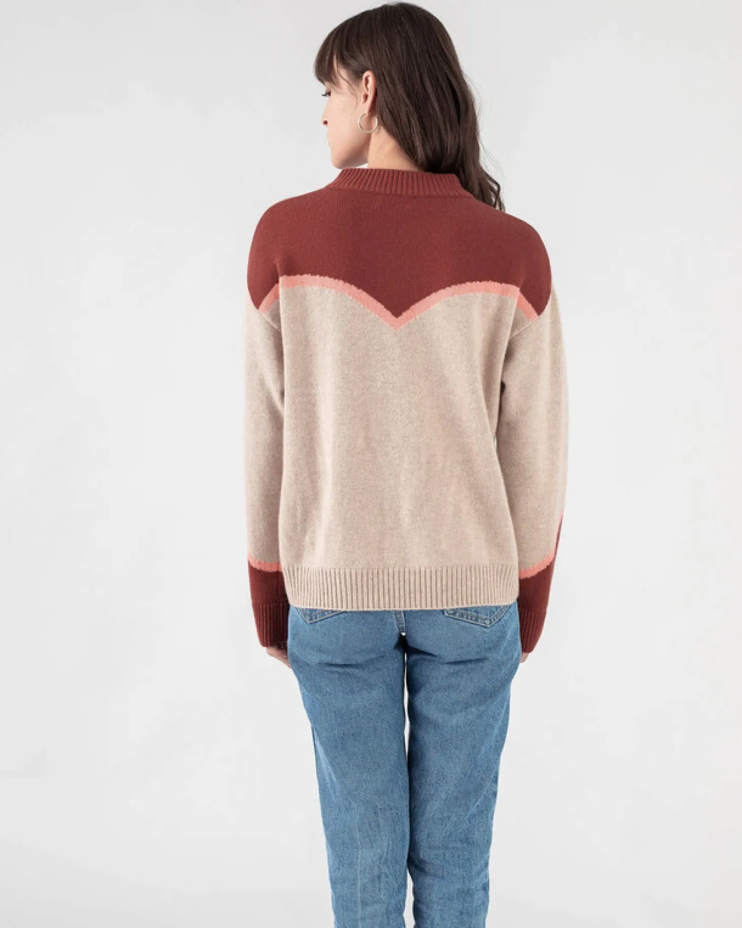 Pull Cachemire Col Rond Bicolore