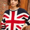 Pull Cachemire Col Rond Court Uk Flag