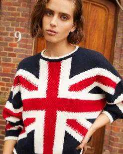 Pull Cachemire Col Rond Court Uk Flag