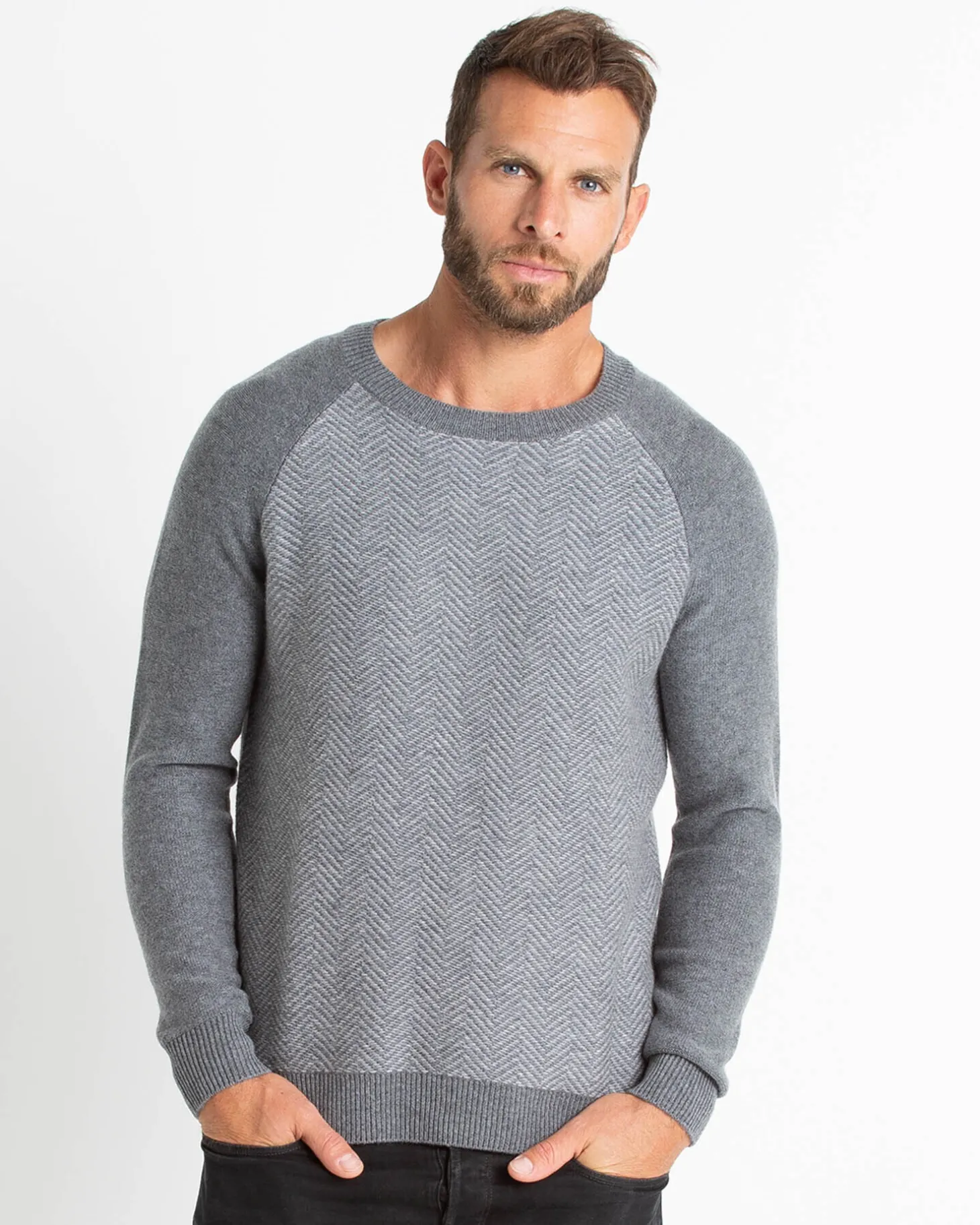 Pull Cachemire Col Rond Chevron