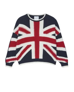 Pull Cachemire Col Rond Court Uk Flag