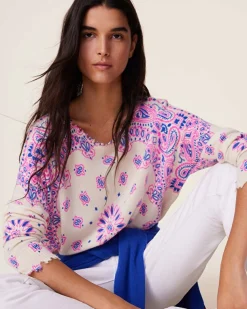 Pull Cachemire Col Rond Imprime, 2 Fils