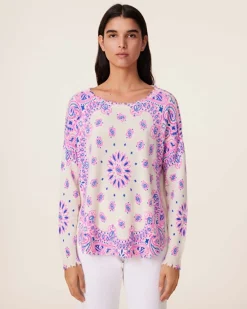 Pull Cachemire Col Rond Imprime, 2 Fils