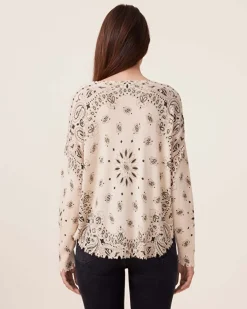 Pull Cachemire Col Rond Imprime, 2 Fils