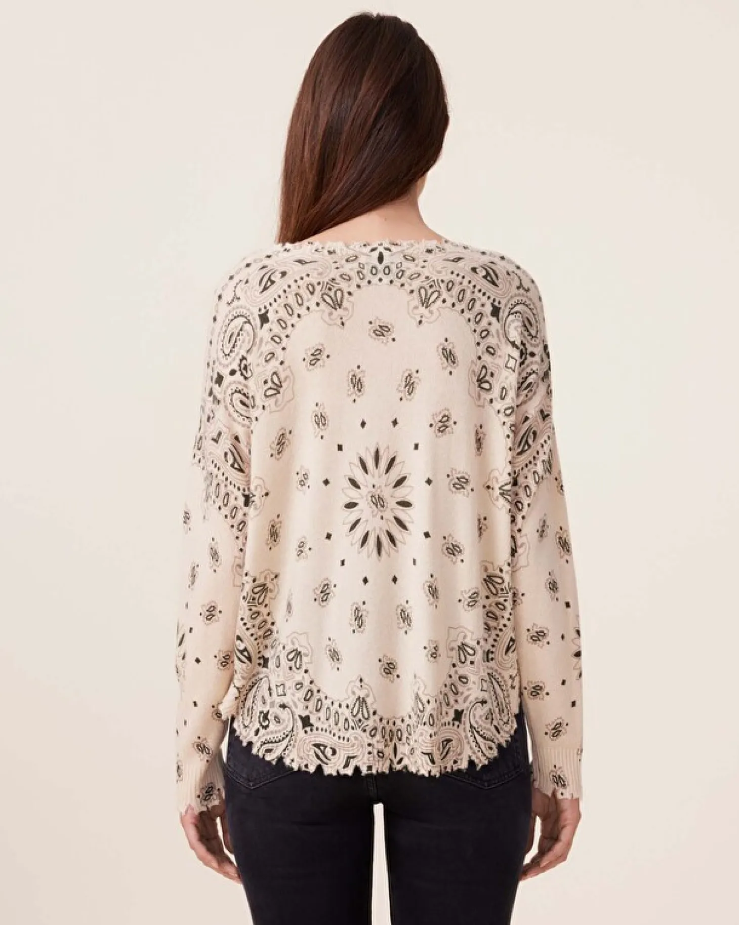 Pull Cachemire Col Rond Imprime, 2 Fils