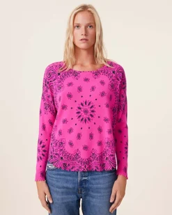 Pull Cachemire Col Rond Imprime, 2 Fils