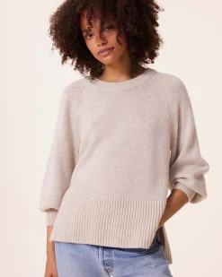 Pull Cachemire Col Rond Manches Ballons, 8 Fils
